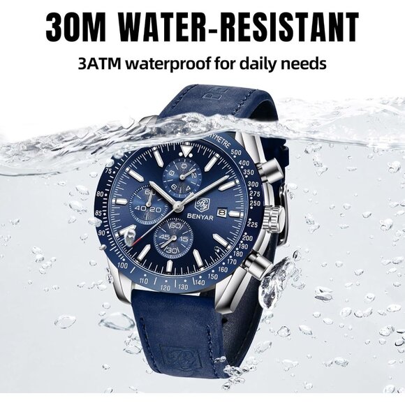 Watches for Men Analog Quartz Chronograph 30M Waterproof Sport Casual Fashion - Picture 6 of 8